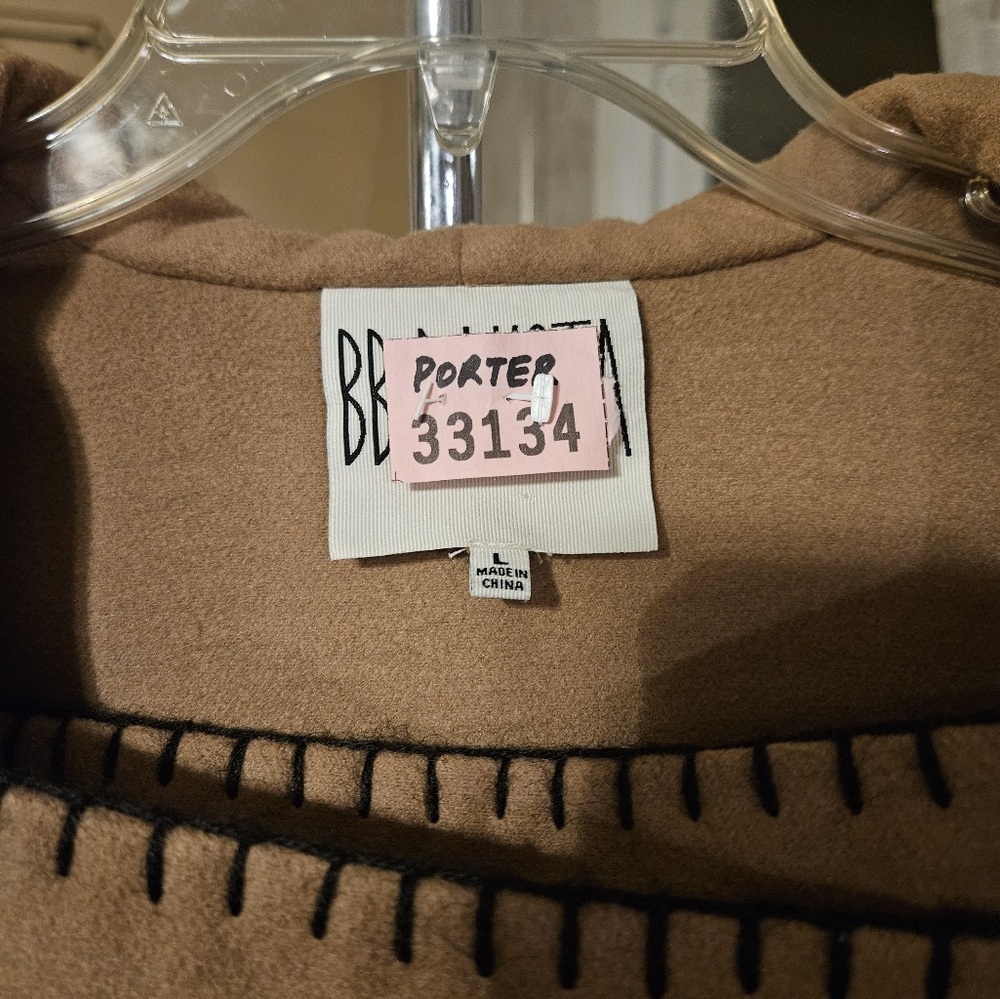 #190 BB Dakota Hooded Tie Waist Coat With Pockets  (Dry-Cleaned) - Picture 6 of 12